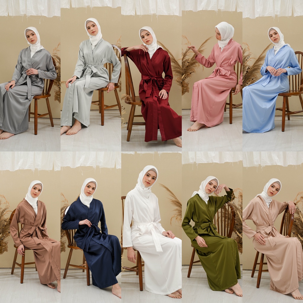 Basic Robe HIJAB FRIENDLY - KIMONO BRIDESMAID SATIN + FREE BORDIR (TULISAN BEBAS BISA NAMA)