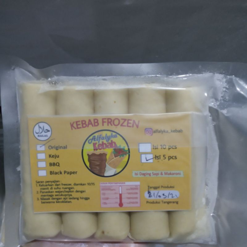 

Kebab Frozen Alfalyka Rasa Original. Isian Makaroni+Daging Sapi Enak Gurih Dan Nikmat