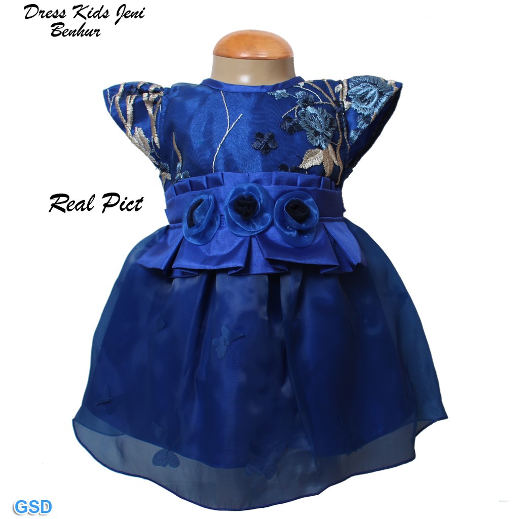 Dress Kids Jeni/Gaun Pesta Anak Umur 9-12 Bulan/Baju Anak Motif Bunga Bordir Terbaru