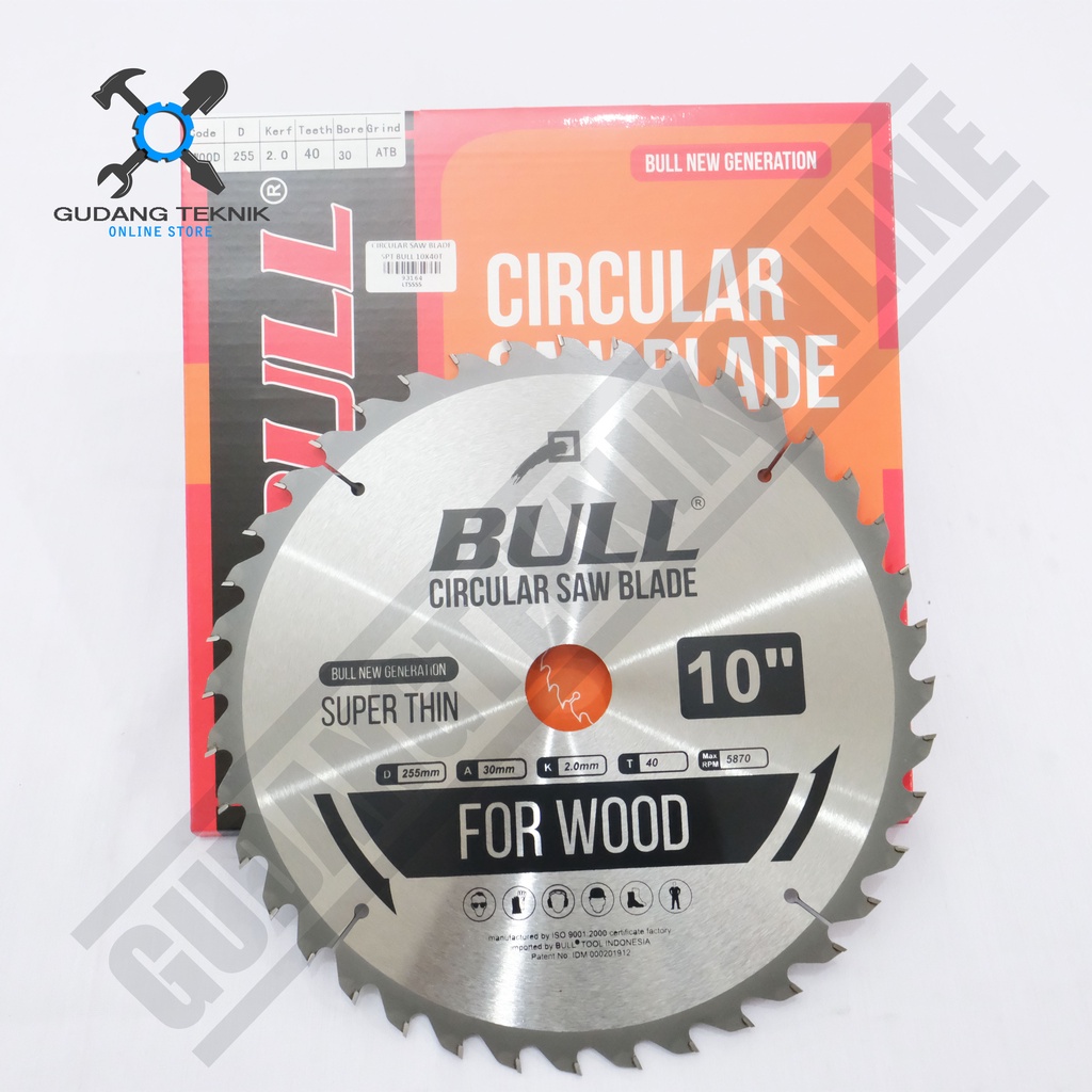 Mata Pisau Kayu Circular Saw BULL 10&quot; 24T 40T 60T - Mata Gergaji Circle 10 Inch 24T 40T 60T - Circular Saw Blade