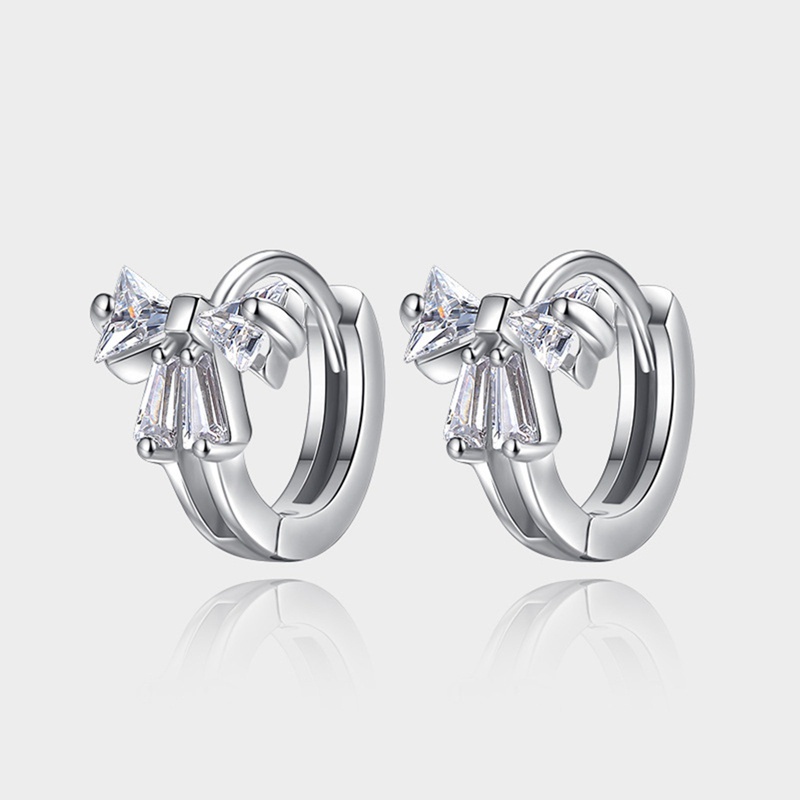 Fancyqube Anting Hoop Sterling Silver 925 Bentuk Lingkaran Aksen Pita Untuk Wanita