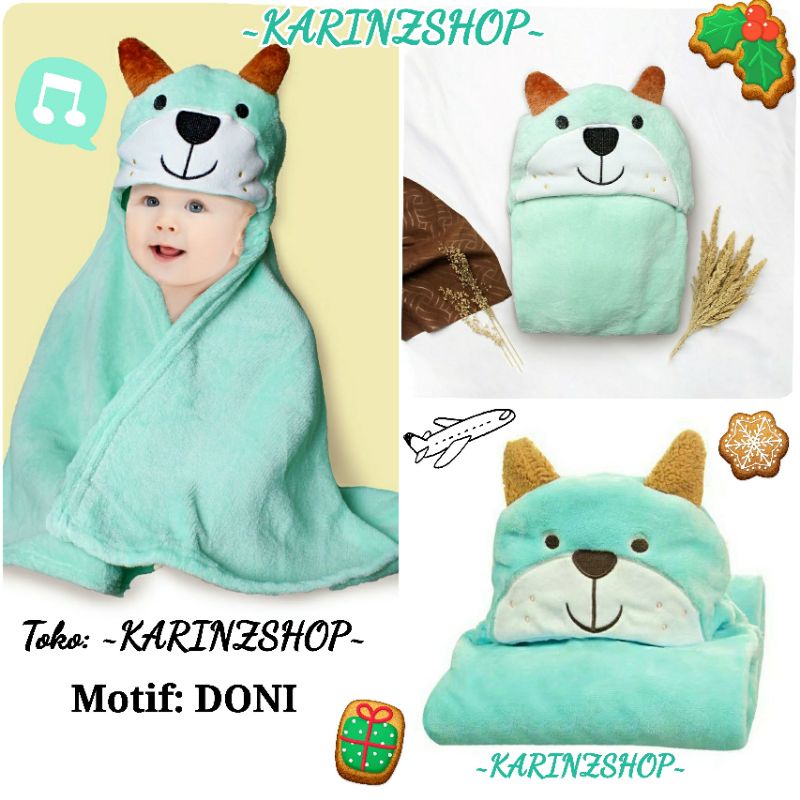 Selimut Bayi Topi Baby Blanket Hood Vallery Quincy : DONI