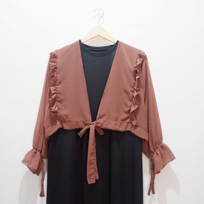 OUTER SET FASHION TERBARU / INNER DRESS MUSLIM / PAKAIAN WANITA-Inner black + Mocca
