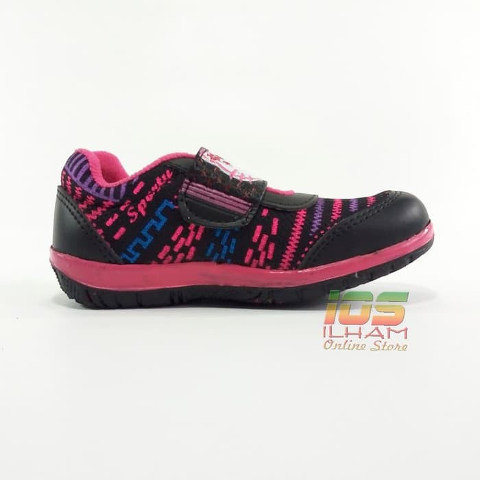 Sporty Hello Kitty LB/BR Sepatu Anak Perempuan Size 26-35 Hitam Pink