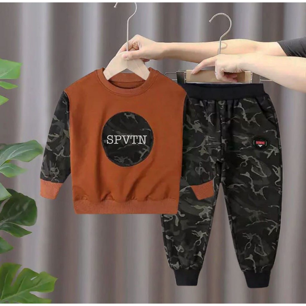 SETELAN SWEATER ANAK MOTIF SPVTN ARMY SIZE 1-5 TAHUN BAHAN BABYTERRY LEMBUT/ SETELAN SWEATER ANAK LAKI LAKI/ SETELAN SWEATER ANAK COWO/ SETELAN SWEATER ANAK PEREMPUAN MOTIF SPVTN LORENG/ SWEATER ANAK TERBARU MOTIF SPVTN