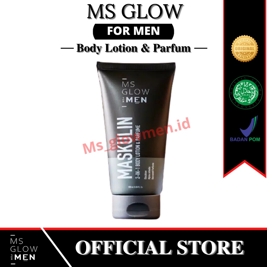MS GLOW FOR MEN MASKULIN 2IN1 BODY LOTION & PARFUME - MS GLOWMEN ORI
