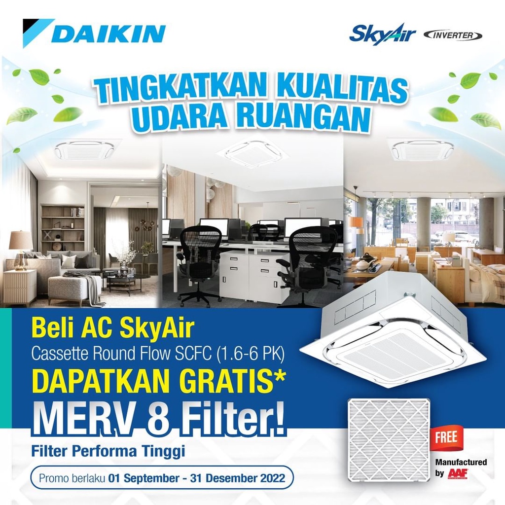 AC DAIKIN CASSETTE INVERTER GRATIS FILTER MERV8