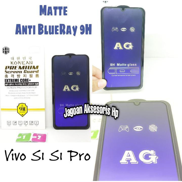 MATTE Blue Ray 9H Vivo S1 S1 Pro 6.38 inch Tempered Glass FULL GLUE NO Sidik Jari ANTI RADIASI