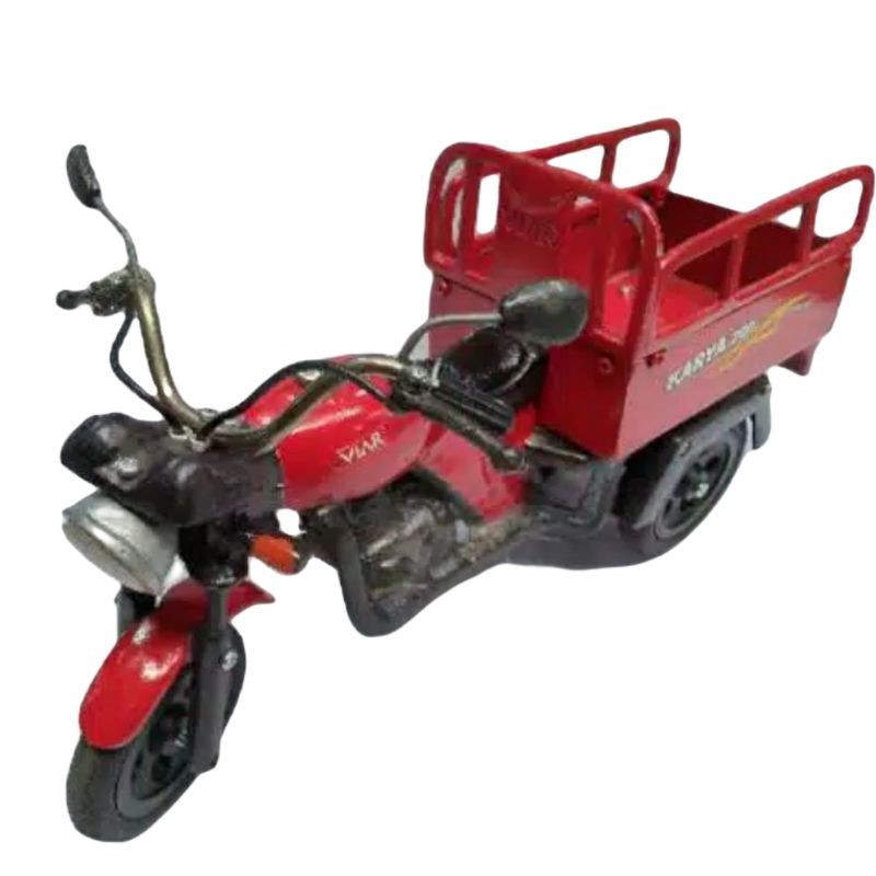 PAJANGAN MINIATUR DIECAST GEROBAK SEPEDA MOTOR VIAR WARNA MERAH 32x10x15 CM DARI BESI LOGAM