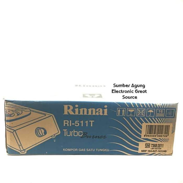 RI511T Rinnai Kompor 1Tungku Turbo Api Biru Hemat Gas 511T Rinai Garansi