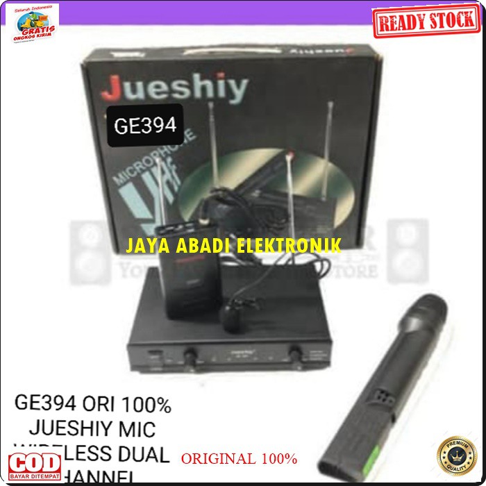 G394 Jueshiy Mic jepit pegang handle condesor dual mik klip on dobel wireless wireles profesional pro karaoke mikrophone audio sound vokal vocal panggung dj studio Kancing kerah baju Clip sensitif aux tie ceramah pidato panggung imam acara mimbar jues