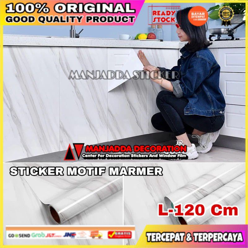 STIKER FURNITURE LEMARI MEJA PINTU DINDING LANTAI DAPUR MOTIF MARMER DAN SERAT KAYU ANTI AIR MINYAK DAN PANAS / WALLPAPER / WALL STICKER