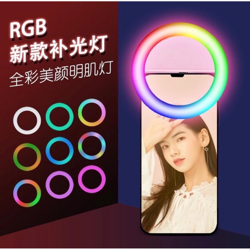 Selfie Ring Light RGB A4S Portable Makeup kaca Mirror Clip Fill Light