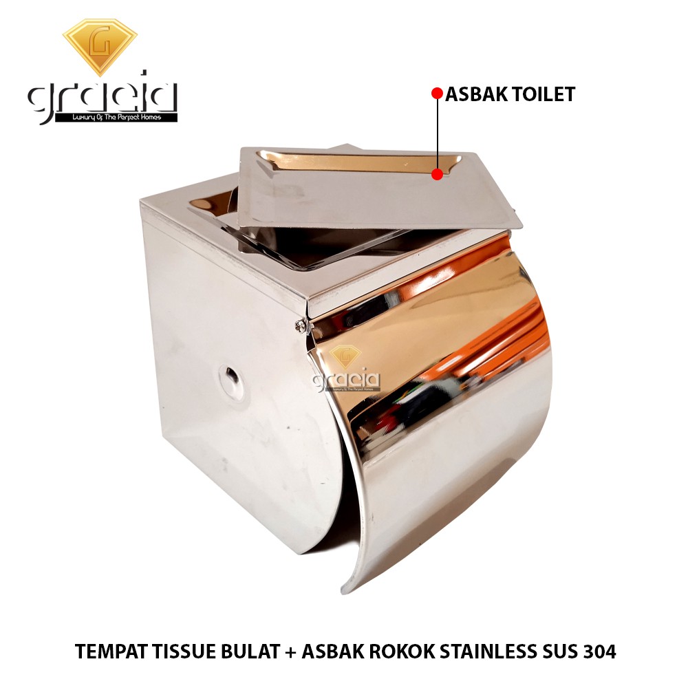 Tempat tisu Roll Toilet Stainless Dilengkapi Dengan Asbak Rokok