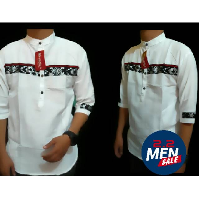 Koko kurta putih dewasa / koko pakistan putih / baju koko songket