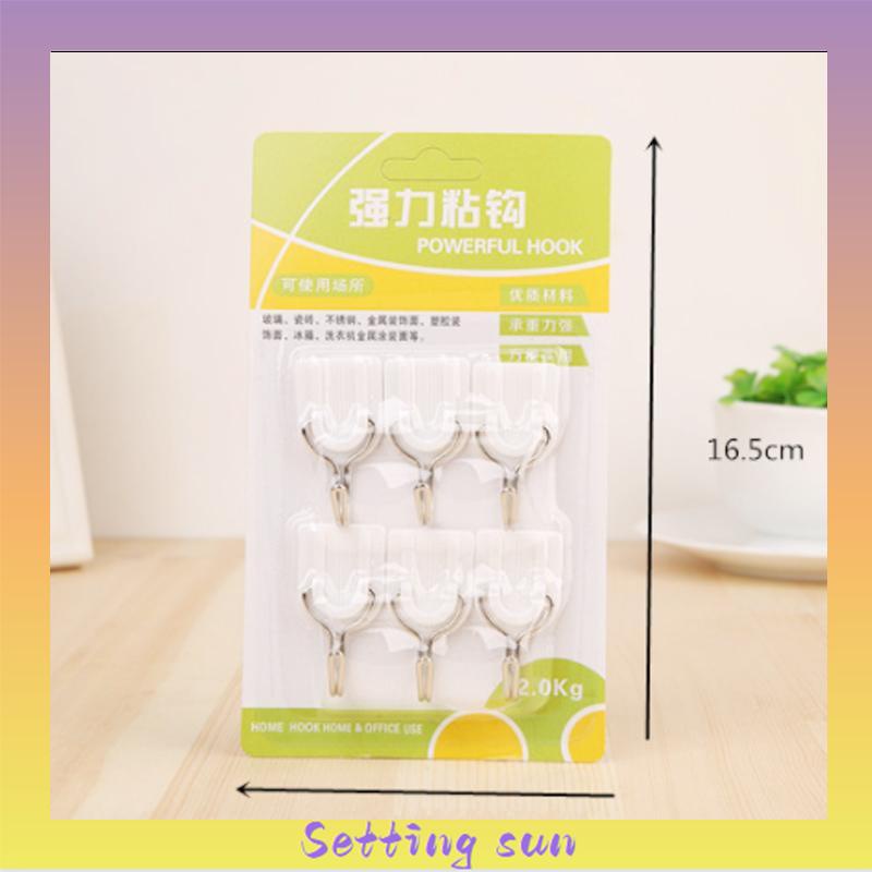 6 Pcs  Lem Perekat Dinding Kaca Tembok Kayu Keramik Adhesive Power Hook TN