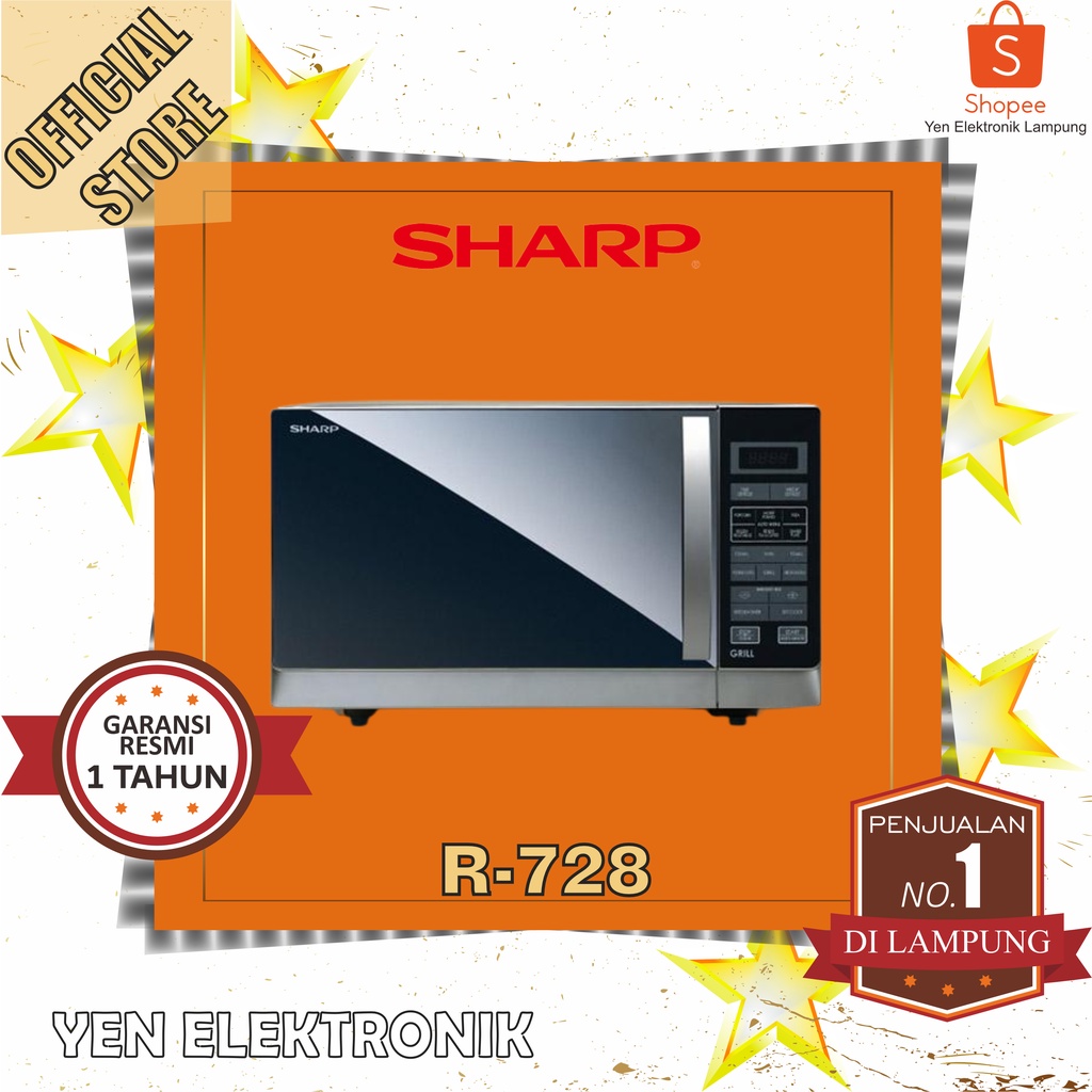 Jual Microwave SHARP R 728 IN / SHARP R728 S/W/B Grill 25 Liter 1000W ...