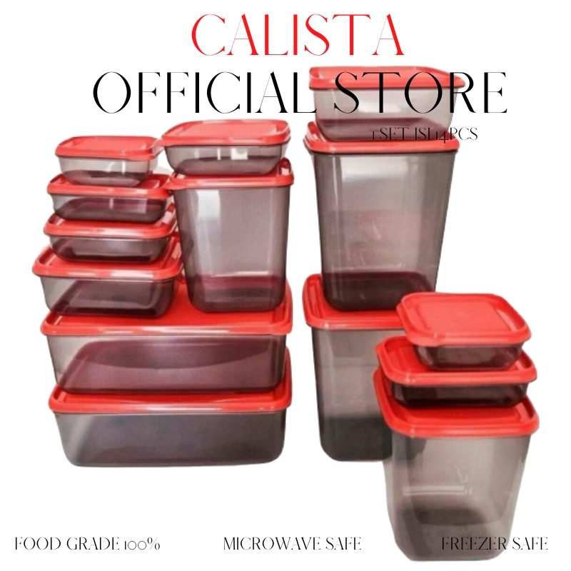 TOPLES CALISTA SET SMOKE 14PCS TEMPAT BUMBU MAKANAN TOPLES KULKAS TOPLES PLASTIK SET FOOD CONTAINER