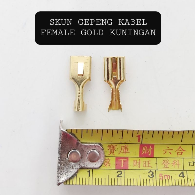 (10 BIJI) Skun Kabel GEPENG BESAR Female Gold Kuningan Betina