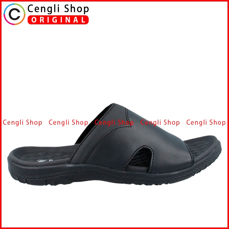 SANDAL SLIDE PAKALOLO PRIA ORIGINAL CASUAL KULIT ASLI HITAM PB39