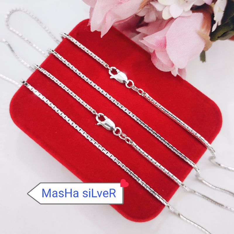 KALUNG PERAK 45CM ITALY SANTA 45CM ASLI SILVER 925 LAPIS MAS PUTIH_KL PRIA WANITA