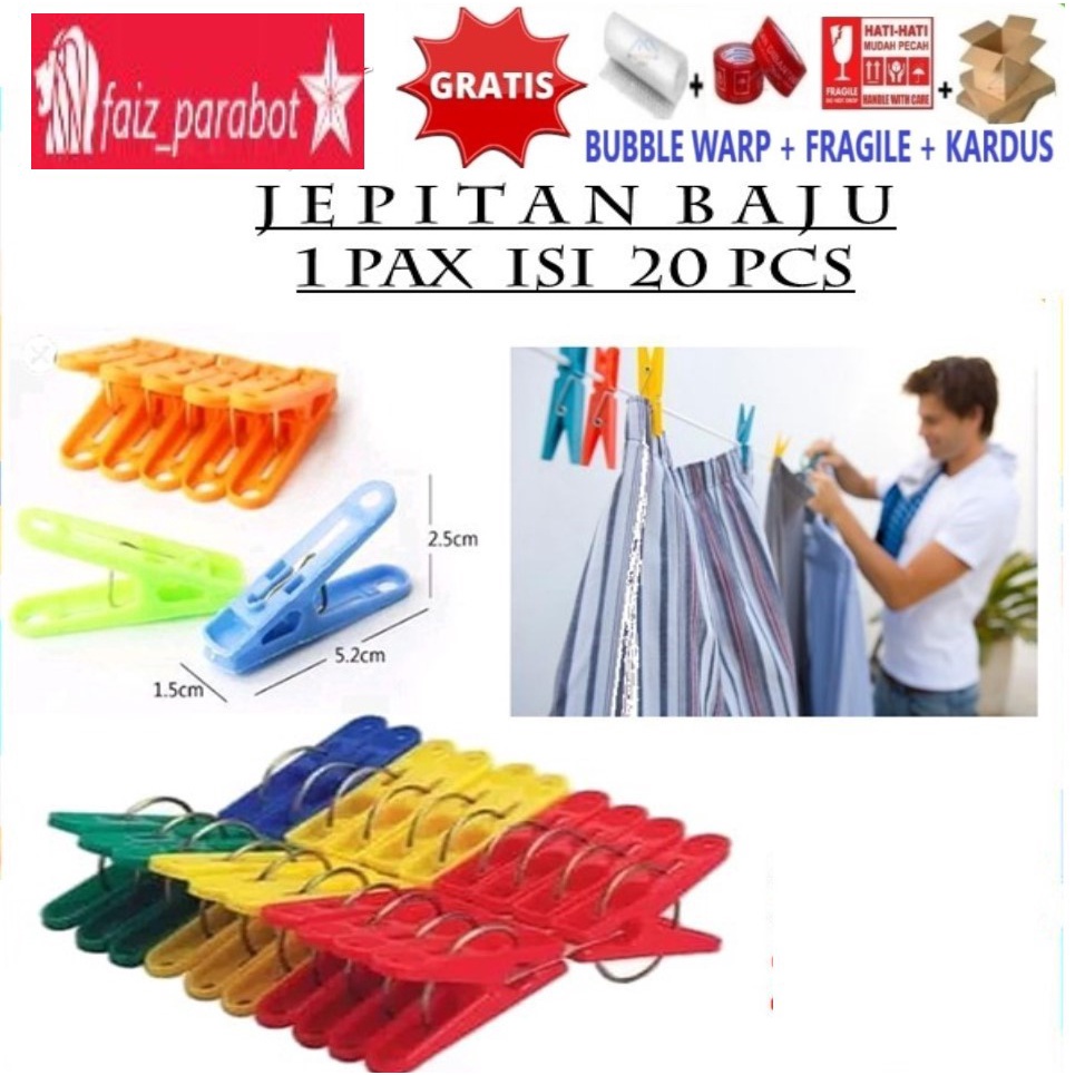 1 PAK ISI 20 PCS Jepitan Baju Zen Jemuran atau Laundry Clips  Nice Day - capitan baju