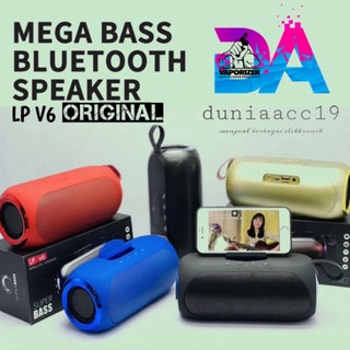 Speaker Bluetooth Portable Lp V6 Original Produk Subwoofer Portable Audio Aux Usb Tf Fm Extra Bass Shopee Indonesia