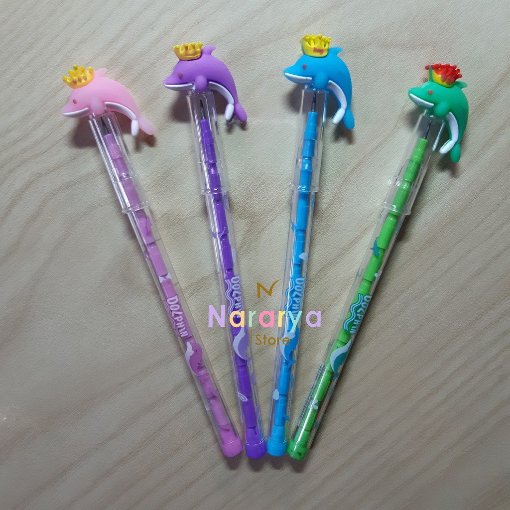 

2x Pensil Susun Dolphin / Pensil Karakter / Pensil Lucu / Alat Tulis Sekolah