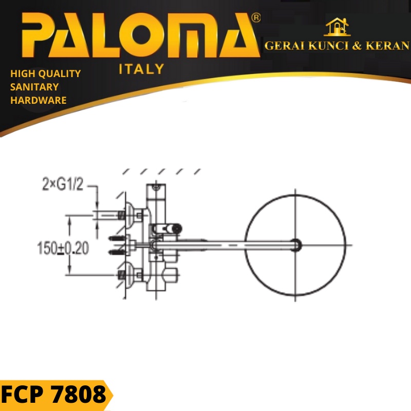 PALOMA FCP 7808 Shower Tiang Set Column Mandi Keran Kran Panas Dingin Satin Gold