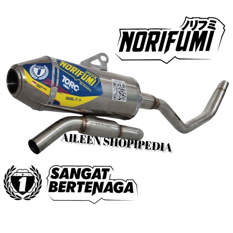 Knalpot NORIFUMI TORC STENLIS STANDAR BORE UP PNP Motor CRF-KLX-DTRACKER-BF-WR155