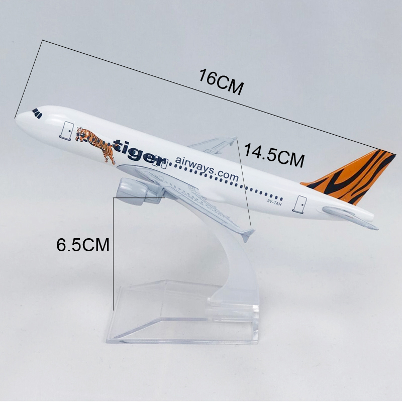 Model Pesawat Terbang Singapura Airlines Tiger A320 Airbus 320 Diecast Alloy Metal 16CM