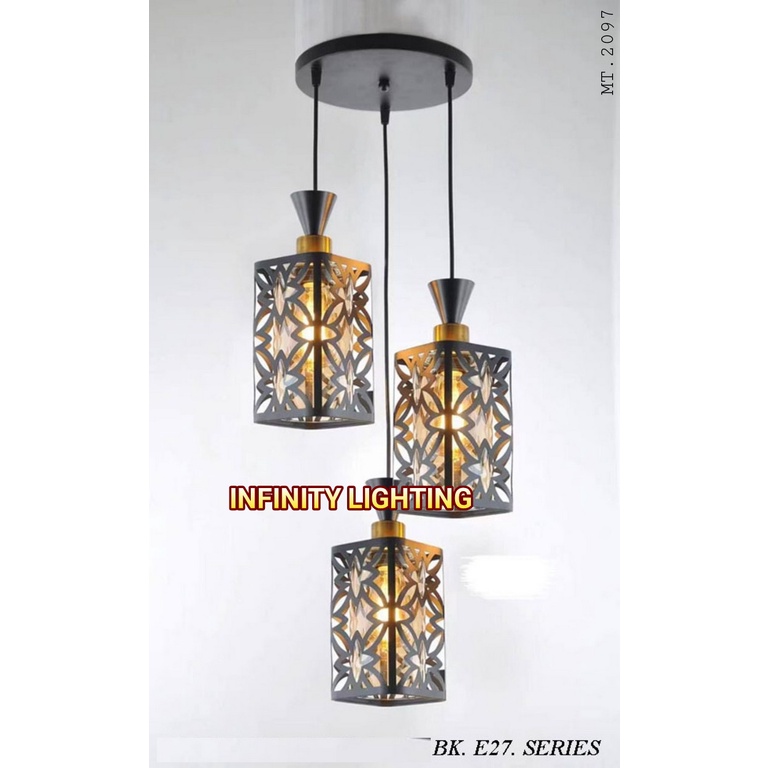 LAMPU GANTUNG PLAFON 3 LAMPU MINIMALIS