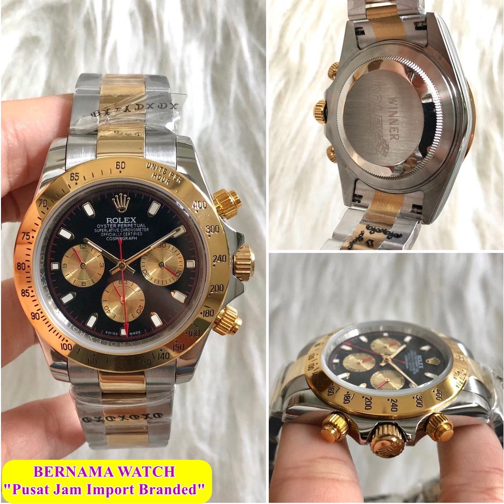 HOT SALE  JAM TANGAN MERK ROLEX DAYTONA STAINLESS MATIC DIAMETER 42MM JAM TANGAN FASHION PRIA TERBAR