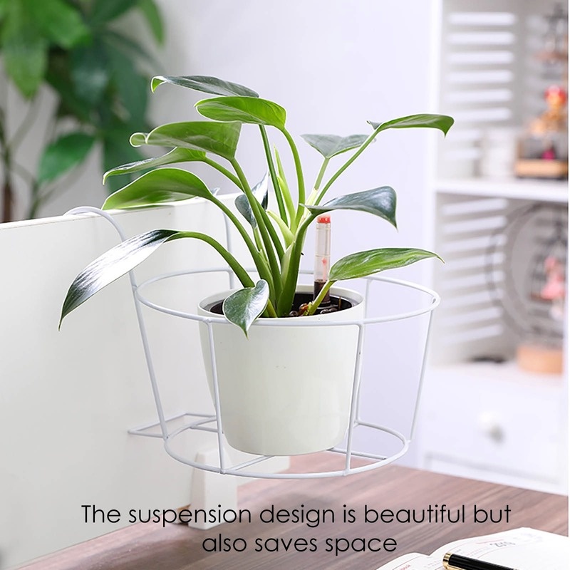 Rak Keranjang Pot Bunga / Tanaman Bonsai Bentuk Bulat Bahan Besi Untuk Dekorasi Pagar Jendela Balkon