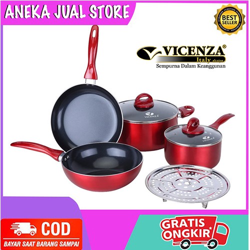 VICENZA V707 Panci Set Teflon Anti Lengket / COOKWARE SET VISENZA V707 - PREMIUM BERKUALITAS