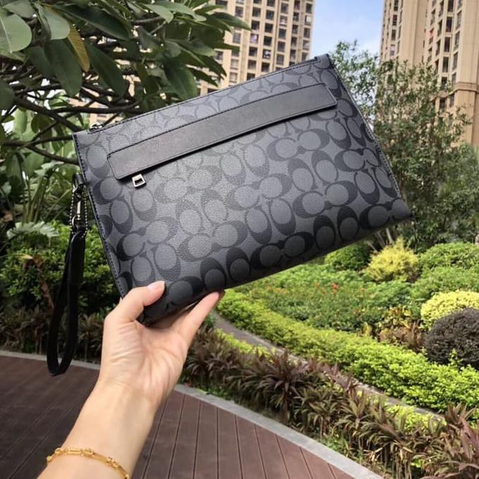 -SIAP KIRIM- COACH SIGNATURE CARRYALL HANDBAG POUCH - ORIGINAL GUARANTEE 100%