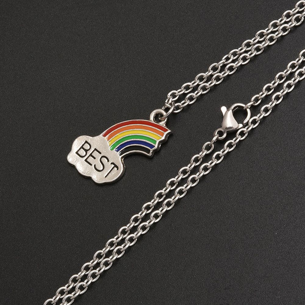 Needway  Vintage Best Friend Necklace Cute Couple Jewelry Friendship Choker Letter Creative Pendant Charm Fashion Jewelry Sweet Rainbow