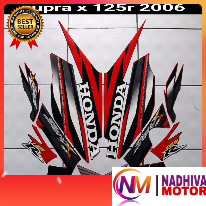 stiker motor supra x 125r 2006 hitam merah