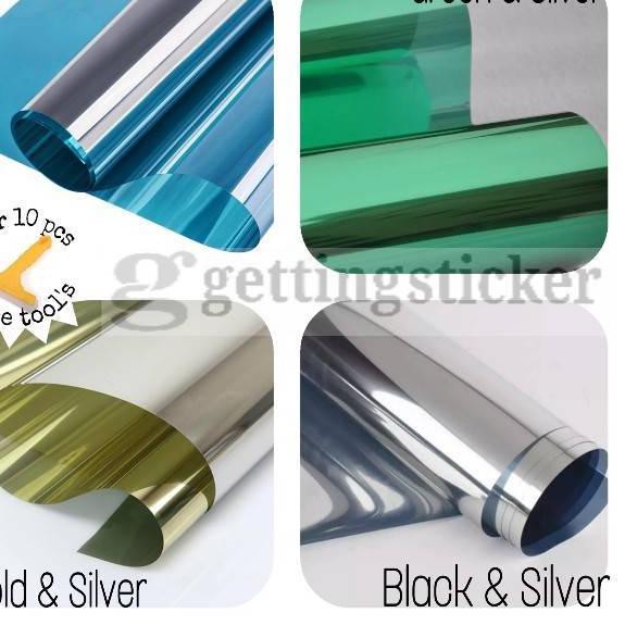 $or_i>>132 Sticker Kaca/kaca Film/one Way/cermin/silver/gold/blue/green .,.,.,.
