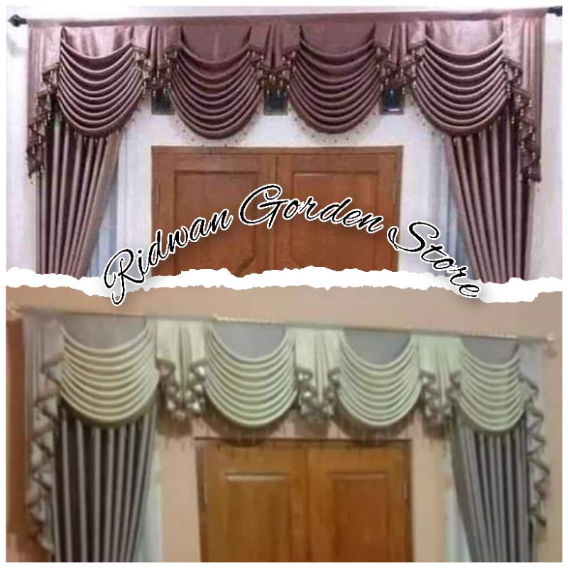 Gorden Poni Gelombang Spanyol Mewah | Tirai Pintu Tengah Model Kupu Tarung & Jendela Minimalis (Leba