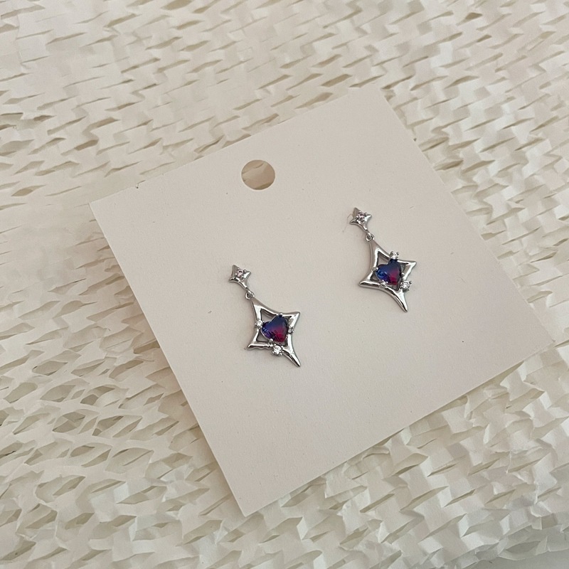 Anting Bentuk Bintang Warna Ungu Untuk Aksesoris