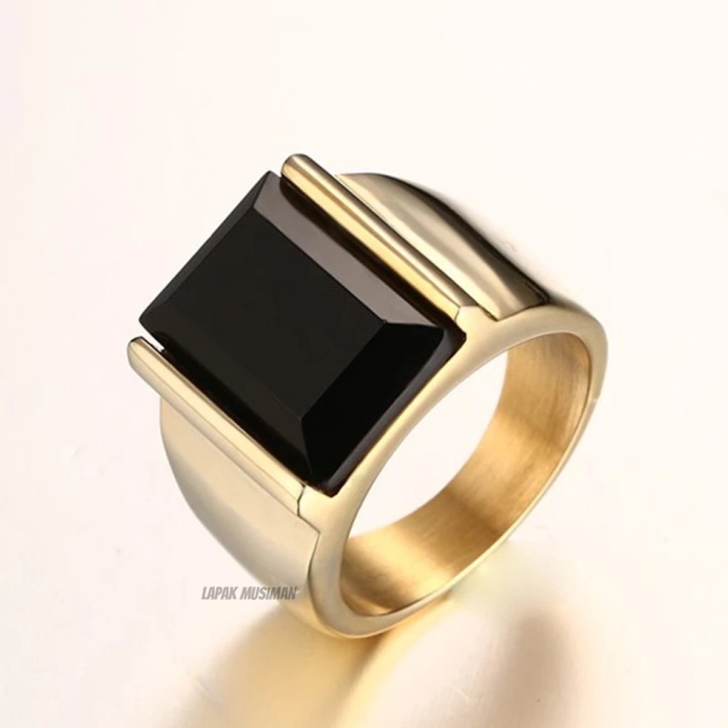 [Bayar di Tempat] CINCIN PRIA SUPER KEREN BLACK ONYX ASLI - MODEL EKSLUSIF