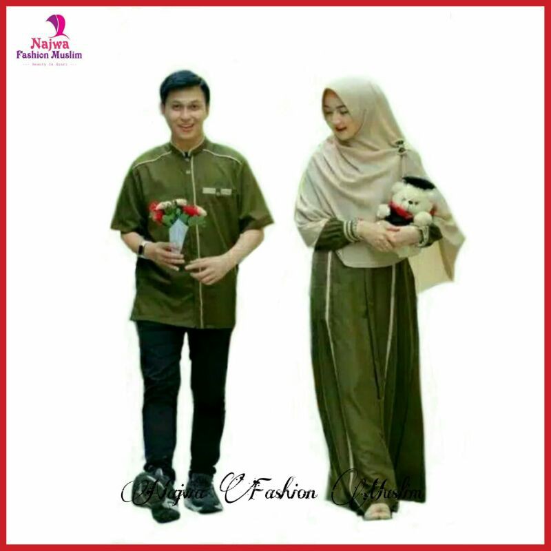 Baju Muslim Couple Keluarga Gamis Pasangan Murah Suami Istri Syari Kekinian Modern