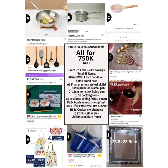 preloved nuclad premium stainless panci wajan IUIGA Happycall cooking tools jar toples reglass mangk