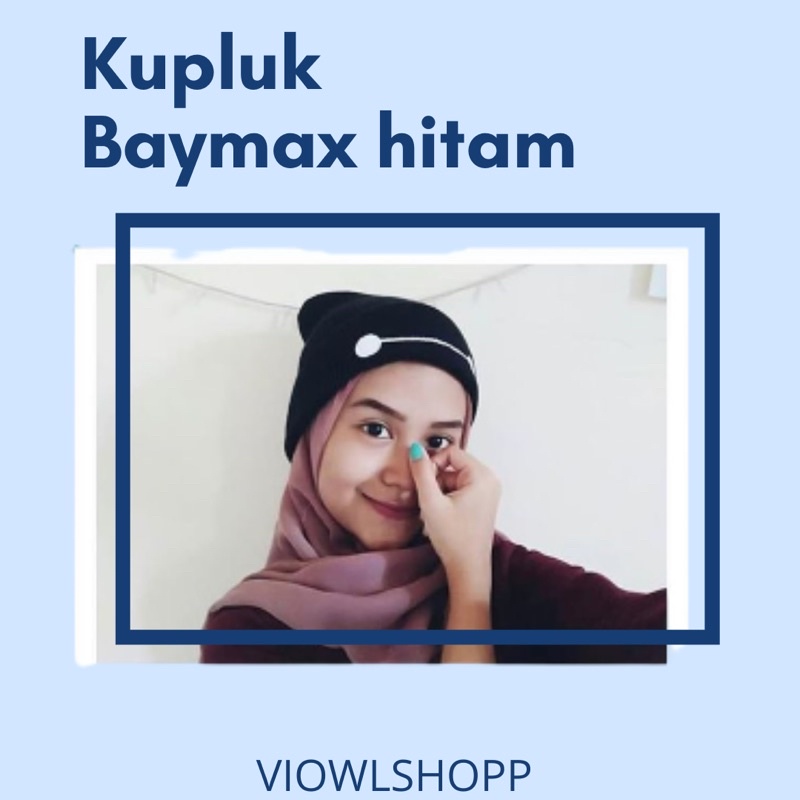 Kupluk Topi Pria Wanita Rajut Dewasa Topi Baymax Hitam Bordir Nama Tulisan Logo