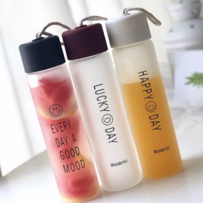 Botol Minum Kaca Doff 350Ml / Botol Aestetik / Botol Minum Korea