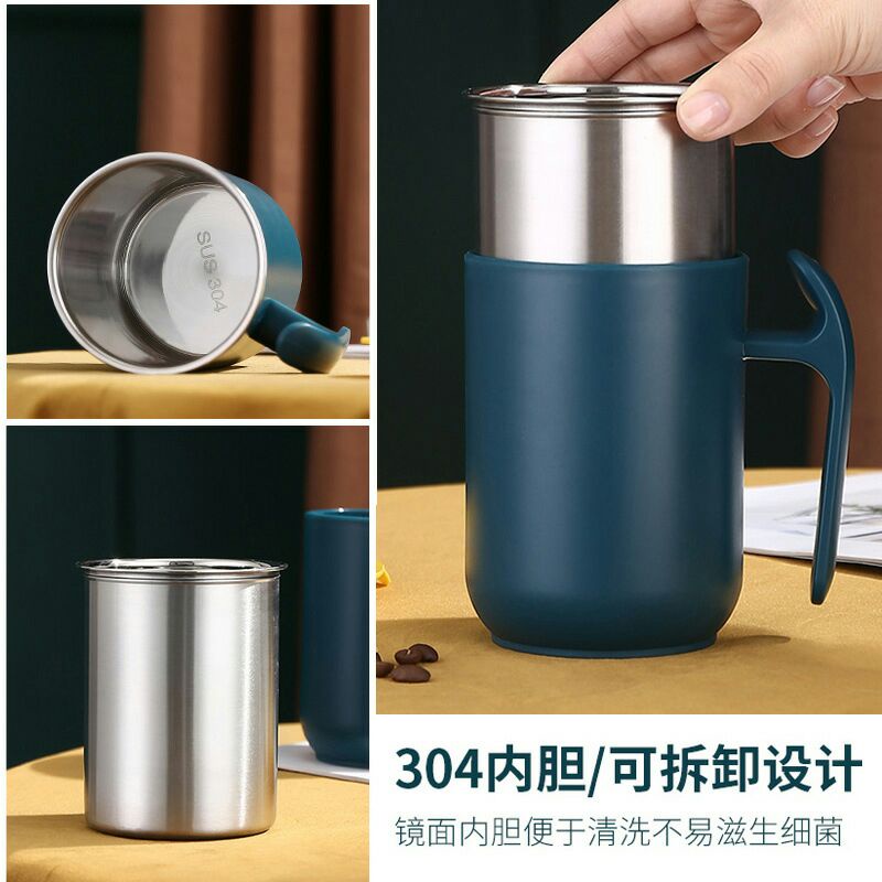 Cups Gelas Kopi Double Layer Stainlees Steel Insulation Mug Lid Sealed Cup Fg9