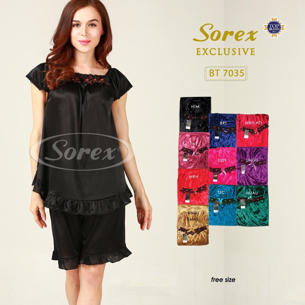  Baju  Tidur  Wanita Satin  Sorex Exclusive BT 7035 Shopee  