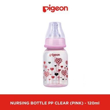 BOTOL SUSU PP CLEAR PINK RP 120M WITH S-TYPE SIL NIPPLE PIGEON PR010809