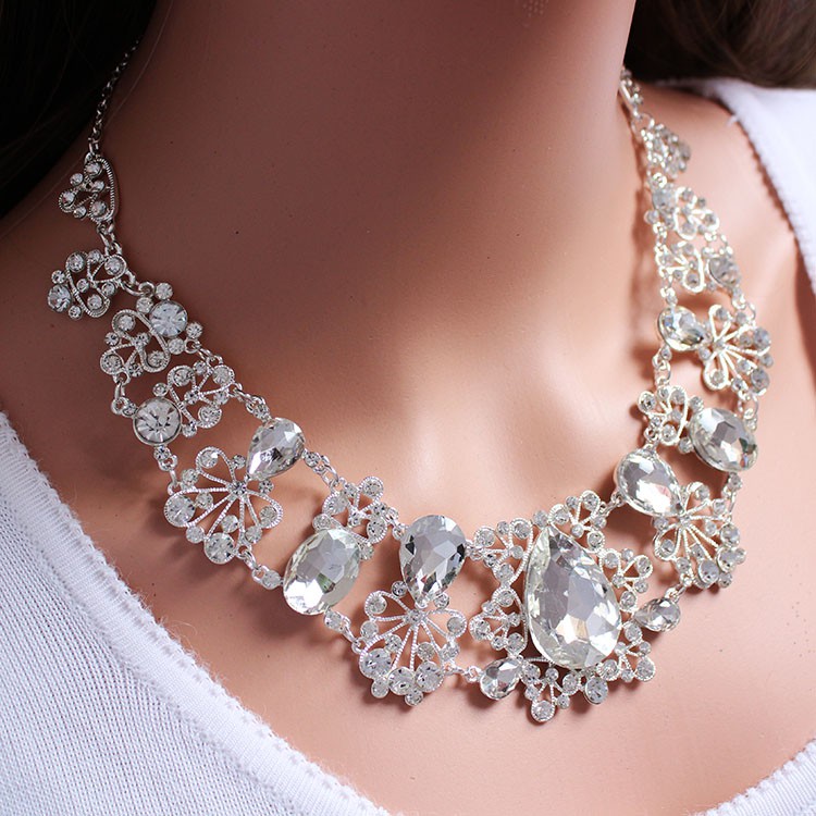 [STOCK TERBATAS] KALUNG PENGANTIN ANTING WEDDING NECKLACE MODERN SILVER KAP024